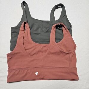 Casall Sports Bra Bundle Womens Medium Rust Charcoal Grey Scoop Neck Yoga Gym